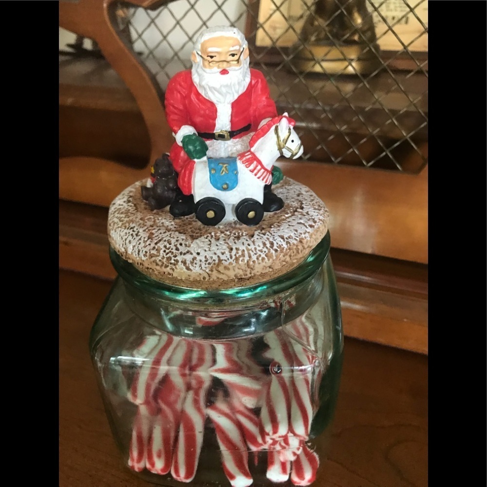 Rare Vintage 1970’s Sugar Cookie Christmas Santa  Carousel Horse Candy Dish